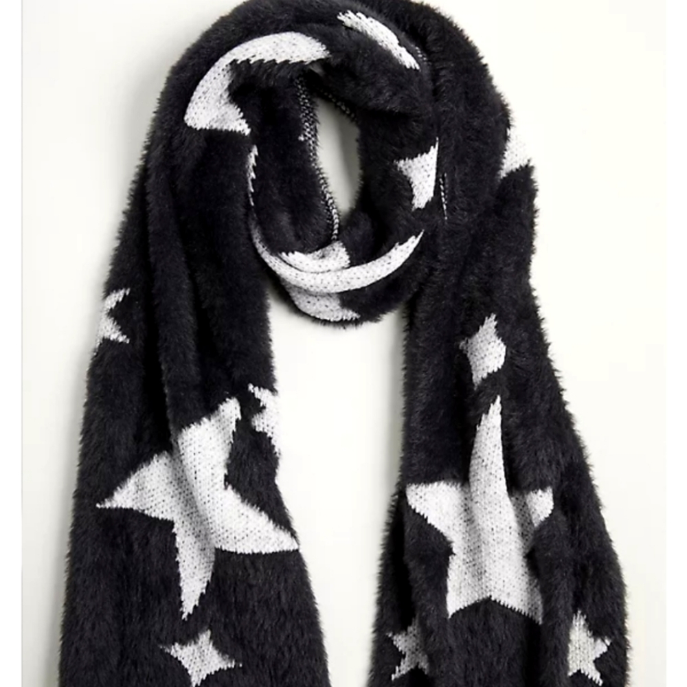 torrid Oblong Scarf w/ Star Print - Black & White NWT